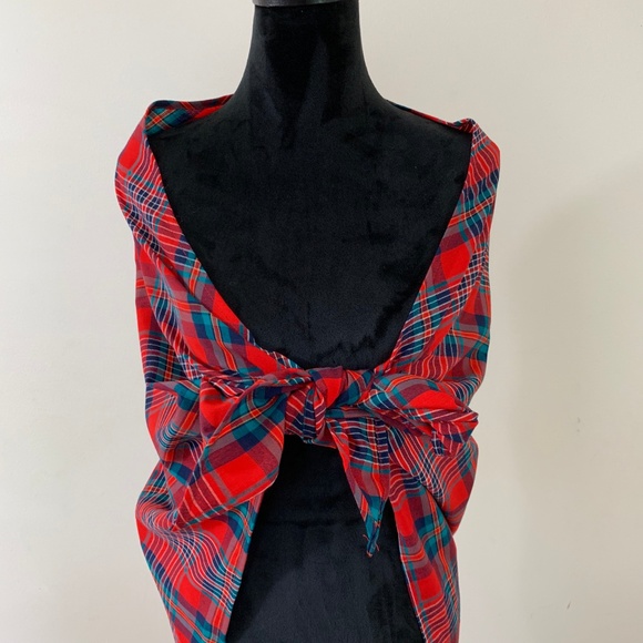 Vintage plaid Pendleton wrap shawl - Picture 3 of 7